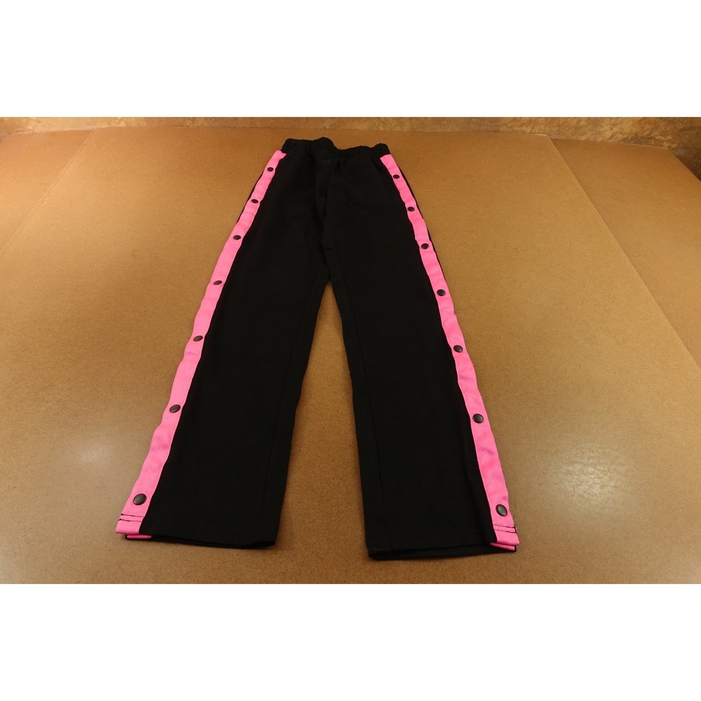 Werk Youth Size Large Black Pink Stripe High Rise Side Snap Dance Track Pant New